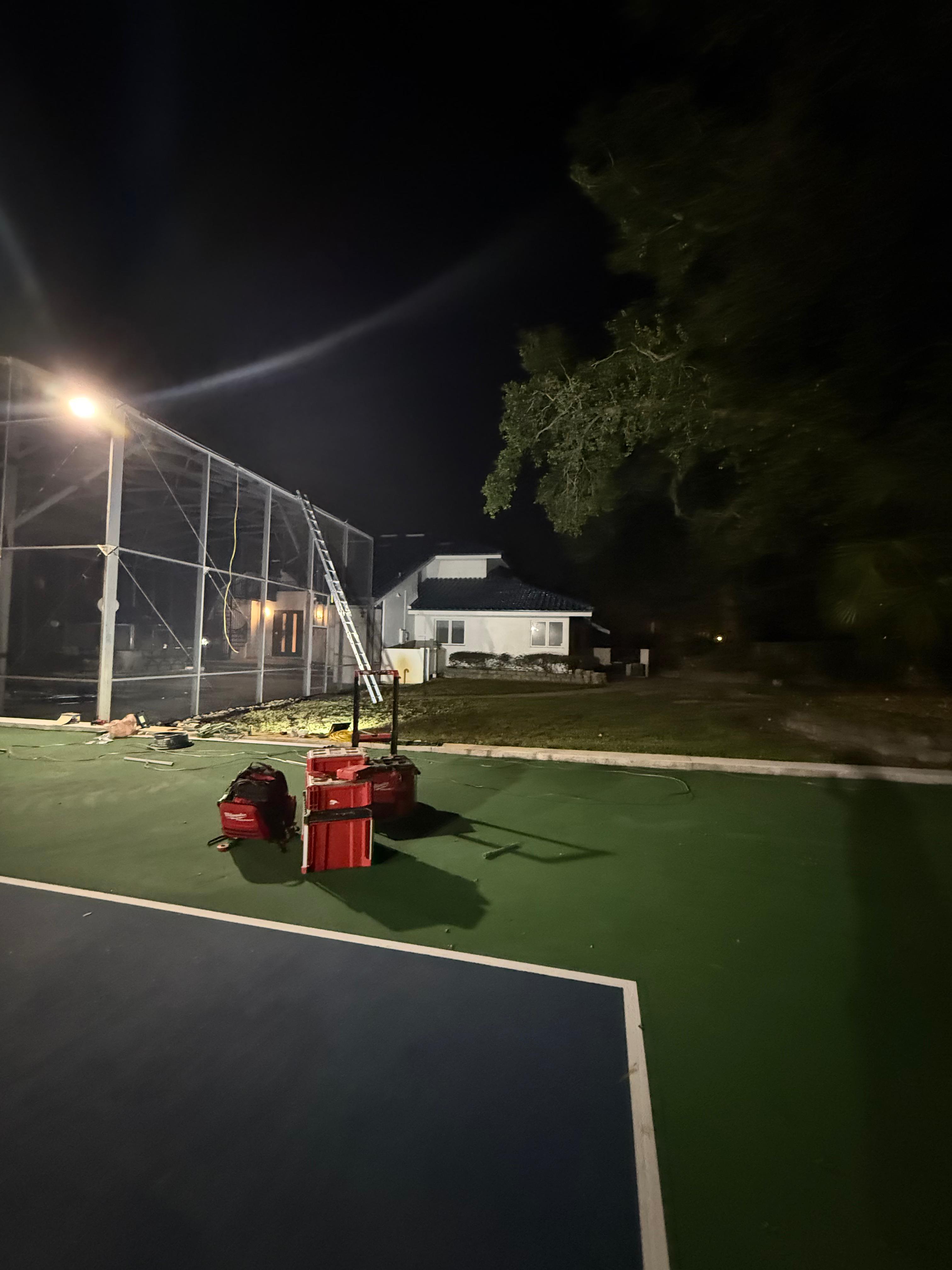 Electrical work at night - pool enclosure lighting